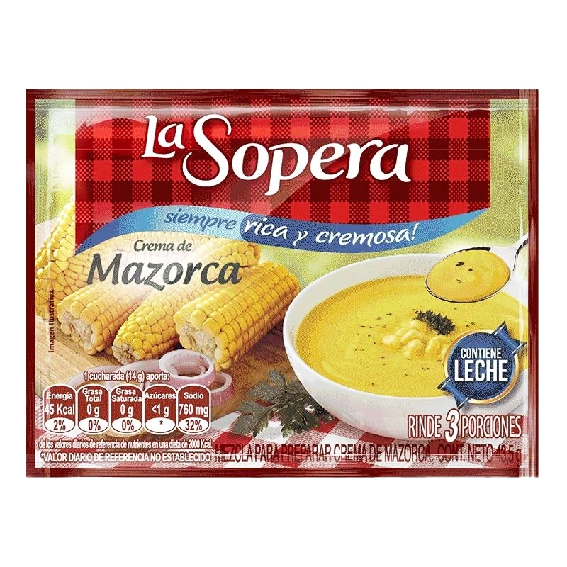 CREMA LA SOPERA 3 PORCIONES MAZORCA TIERNA X 39.5